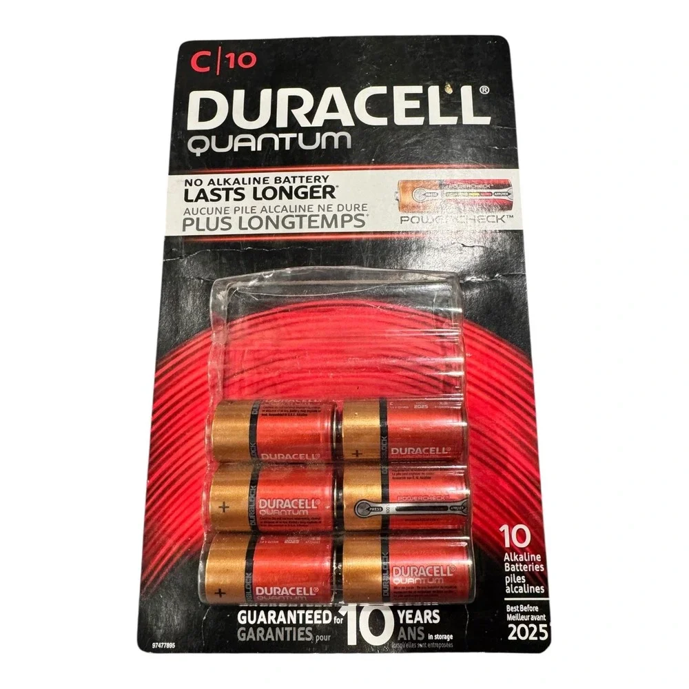 6 Duracell Quantum Alkaline Size C Batteries Power Check